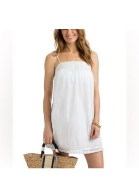 Vineyard Vine Shell Flowers Embroidered Beach Dress Size M White